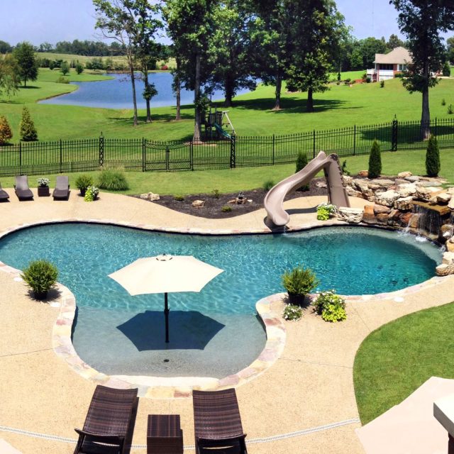 freeform pool aerial view