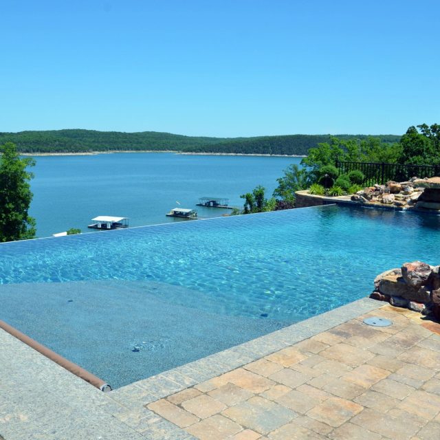 beautiful view infinity pool in garden