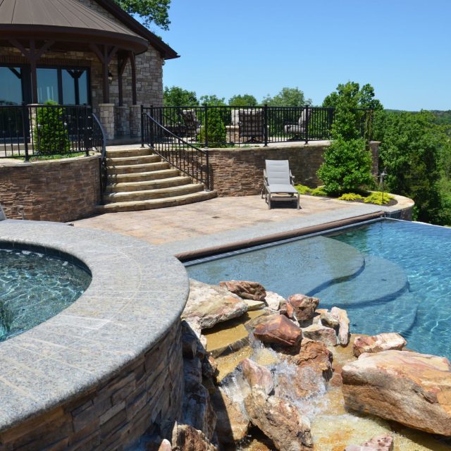 geometric pool in modern garden