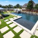 view of backyard with large geometrical pool