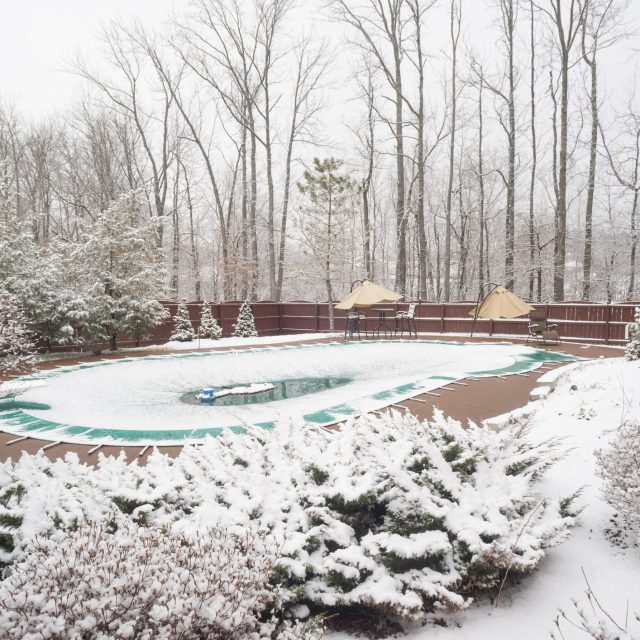 snow covered swimming pool