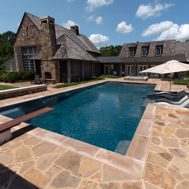 luxury pool with diving platform