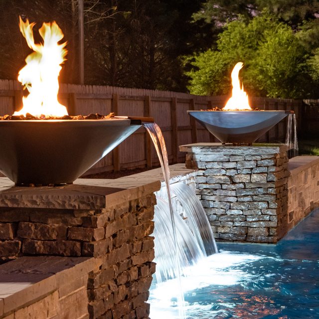 fire features by poolside