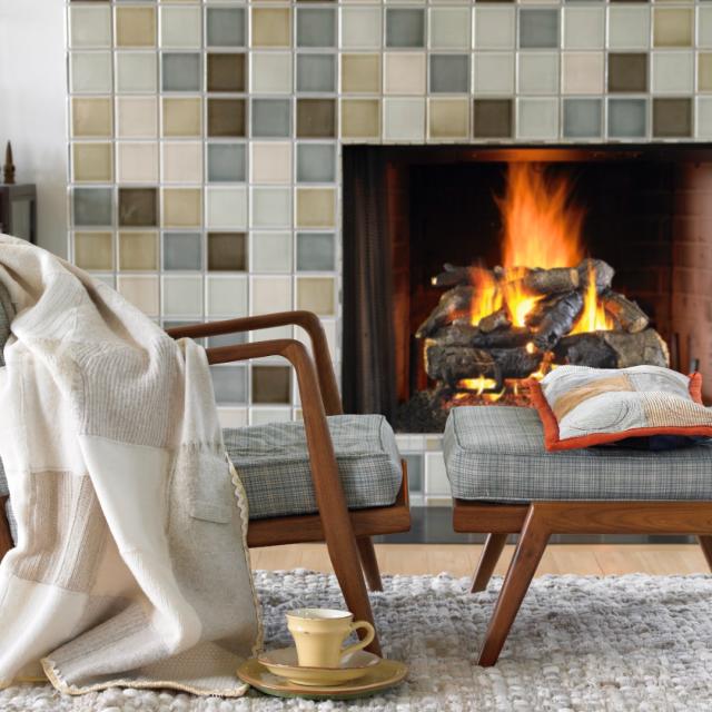 cosy fireplace and fire logs